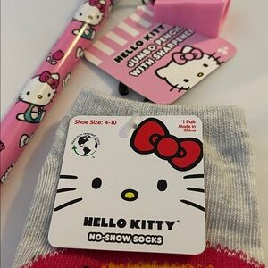 Hello Kitty Cozy Socks & Jumbo Pencil with Sharpener Stocking Stuffer Set NWT